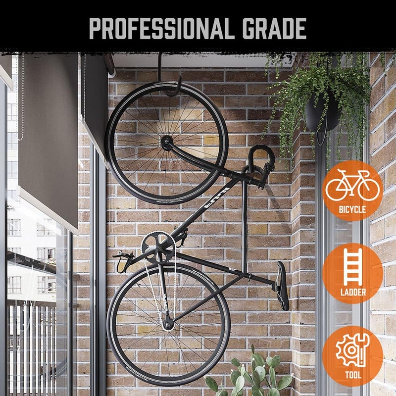 HORUSDY 6 Pack Heavy Duty Bike Hooks - 7.5 inches, 100LBS Capacity for Garage Wall and Ceiling - Image 2